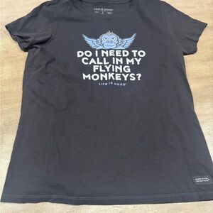 Life is Good Call My Flying Monkeys women’s size large faded black T-shirt. Oz